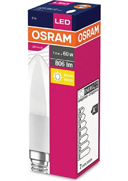 Led Value 7W Sarı Işık E-14 806lm Ampul
