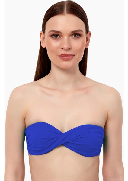 63508 Saks Burgu Straplez Bikini Üstü