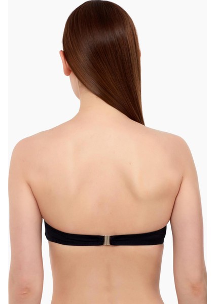 63508 Siyah Burgu Straplez Bikini Üstü
