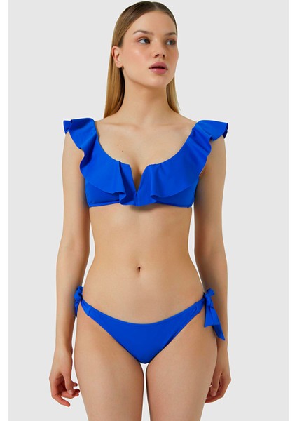 5400 Saks Fırfırlı Bikini Takımı