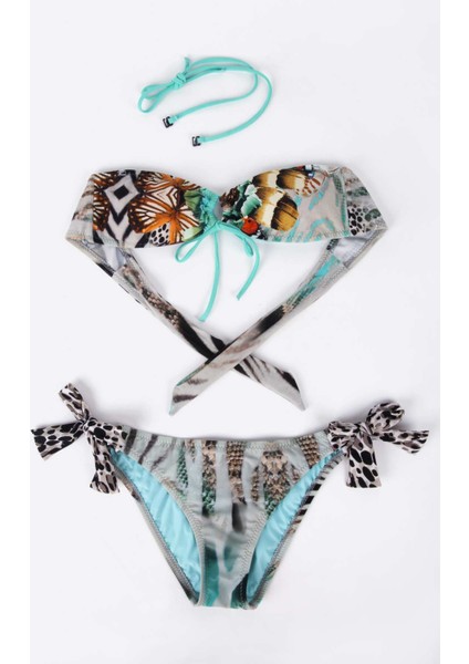 1476 Turkuaz Kız Çocuk Bikini Takımı