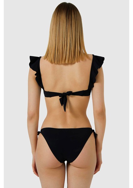5400 Siyah Fırfırlı Bikini Takımı