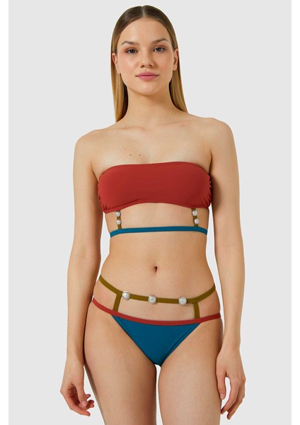 5413 Petrol Yeşili Straplez Bikini Takım