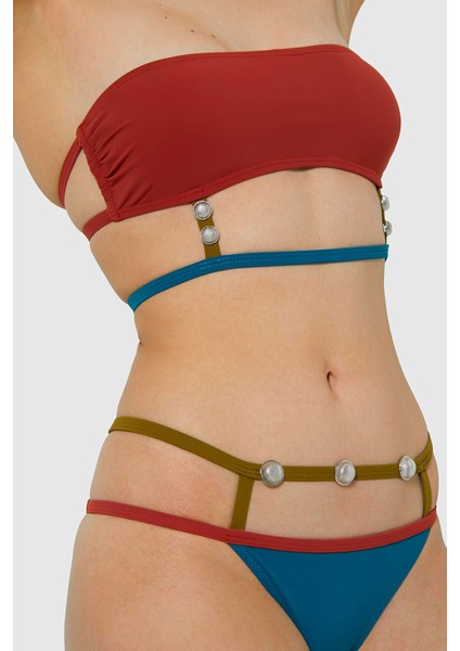 5413 Petrol Yeşili Straplez Bikini Takım modelleri