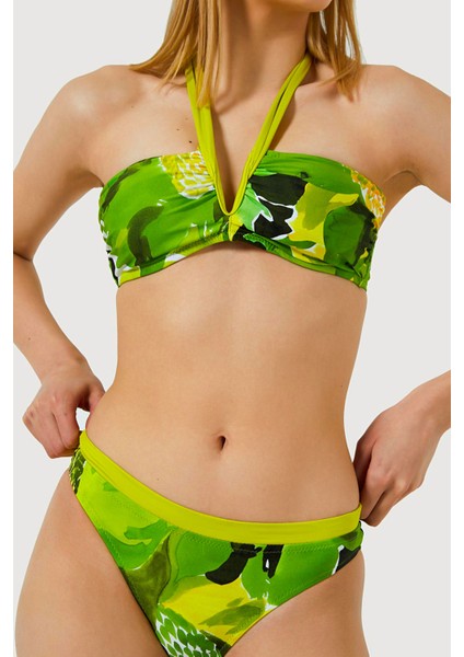 5532 Yeşil Straplez Toparlayıcı Bikini Takımı