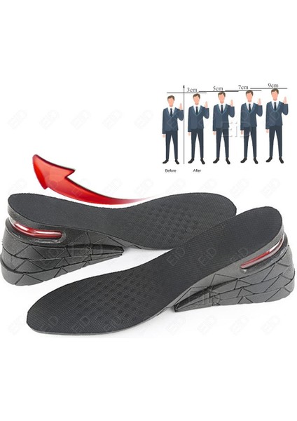 Uni Hava Yastıklı 7cm Gizli Boy Uzatıcı Tabanlık Ortopedik Ayakkabı Tabanlığı Topuk Yükseltici fırsatları