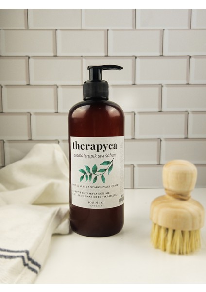 Aromaterapik Sıvı Sabun 500 Ml Amber Şişe - Doğal Sarı Kantaron Yağı Içerir