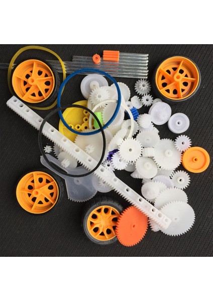 Roba 78 Parça Plastik Dişli Seti Tekerlek Çark Mil Lastik Kremayer RC Oyuncak Robot Araba Motor Aksesuar Yedek Parça