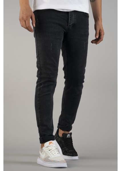 Erkek Slim Fit Dar Kesim Tırnaklı Kot Pantolon Füme fırsatları
