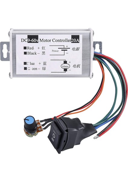 Roba 60V 20A Dc Motor Pwm Hız Kontrol Devresi %0~100 Ayarlanabilir, Ileri, Geri, Durdurma, Yön Kontrol