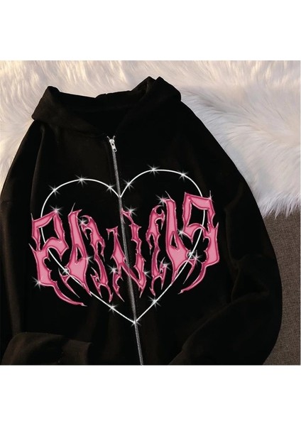 Touz Harajuku Pink Heart With Black Spikes Hırka modelleri