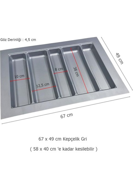 Çekmece Içi Kaşıklık Kepçelik 67 x 49 cm Gri Mutfak Düzenleyici