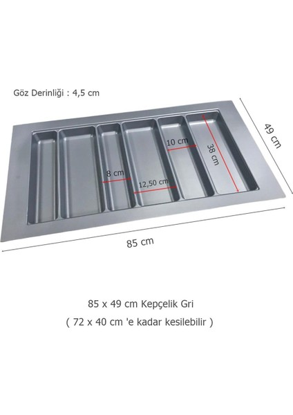 Çekmece Içi Kaşıklık Kepçelik 85 x 49 cm Gri Mutfak Düzenleyici