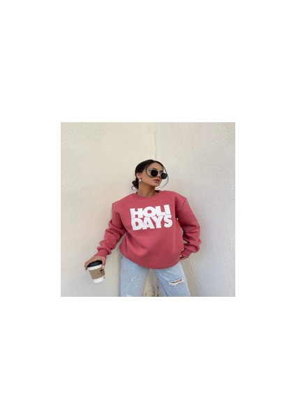 Baskılı Basic Şardonlu Sweatshirt