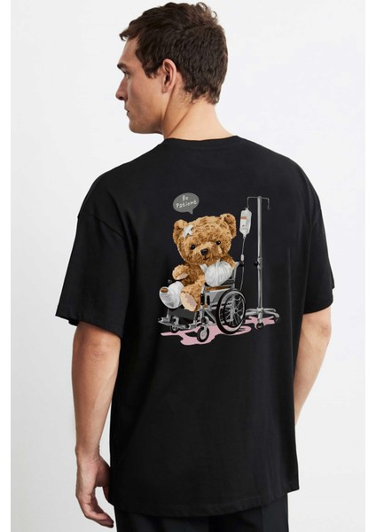 Time Heals Tedy Bear Siyah Ön Arka Oversize Tshirt fiyatları