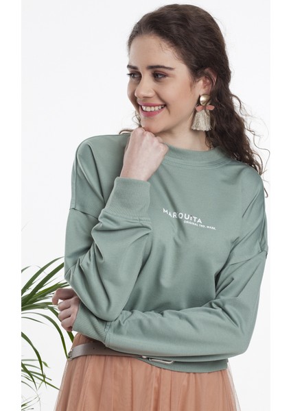 Su Yeşili Bisiklet Yaka Sweatshirt fiyatları