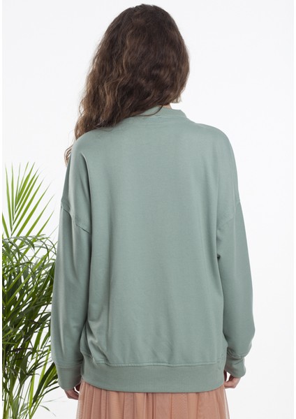 Su Yeşili Bisiklet Yaka Sweatshirt fırsatları