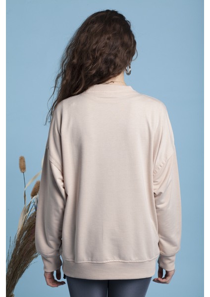 Toz Pembe Bisiklet Yaka Sweatshirt fırsatları