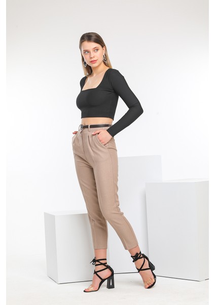 Siyah Fitilli Crop Body