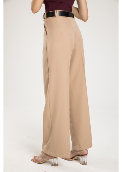 Dokuma Bol Paça Kemerli Pantolon fırsatları