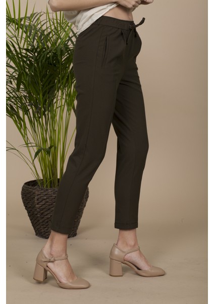 Haki Beli Bağlamalı Dar Paça Pantolon modelleri