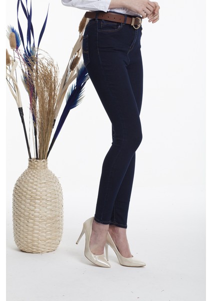 Lacivert Yüksek Bel Toparlayan Skinny Jean modelleri