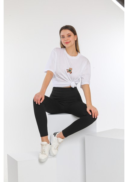 Beyaz Ayıcık Nakışlı Oversize Tshirt modelleri