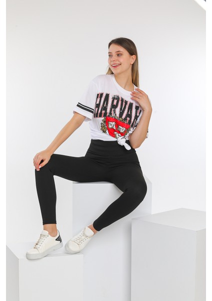 Beyaz Baskılı Oversize Tshirt