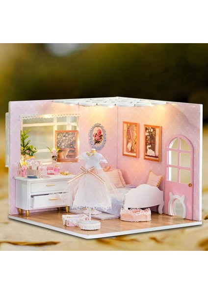 Dollhouse Dıy Kit Tiny House Bina Kiti Mobilya ile Arkadaşlar Hediyeler Kız Yatak Odası (Yurt Dışından)