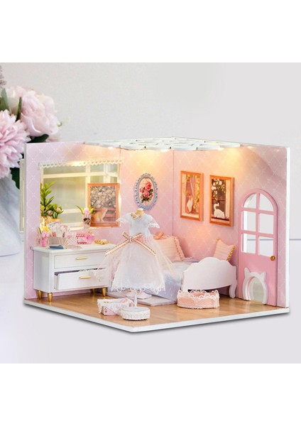 Dollhouse Dıy Kit Tiny House Bina Kiti Mobilya ile Arkadaşlar Hediyeler Kız Yatak Odası (Yurt Dışından)