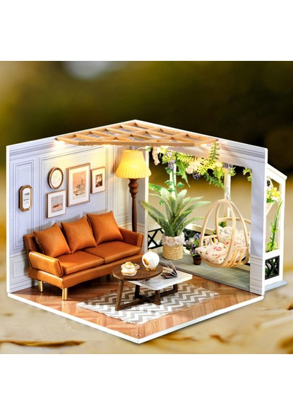 Dollhouse Dıy Kit Tiny House Bina Kiti Mobilya ile Arkadaşlar Hediyeler Oturma Odası (Yurt Dışından)