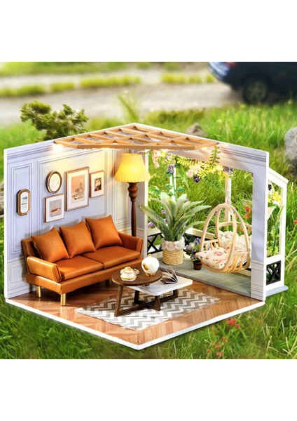 Dollhouse Dıy Kit Tiny House Bina Kiti Mobilya ile Arkadaşlar Hediyeler Oturma Odası (Yurt Dışından)