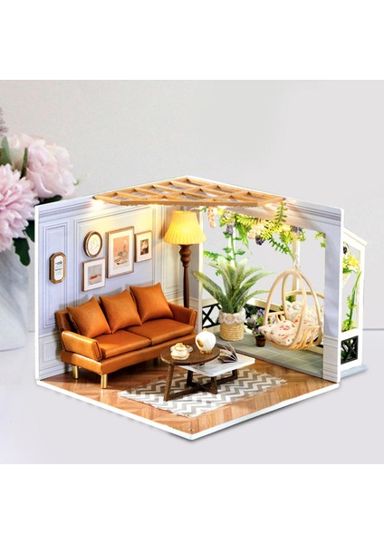 Dollhouse Dıy Kit Tiny House Bina Kiti Mobilya ile Arkadaşlar Hediyeler Oturma Odası (Yurt Dışından)