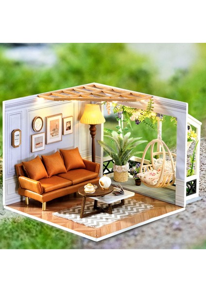 Dollhouse Dıy Kit Tiny House Bina Kiti Mobilya ile Arkadaşlar Hediyeler Oturma Odası (Yurt Dışından)