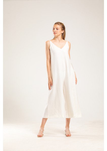 Ekru Askılı Salaş Geniş Kesim Tulum fiyatları