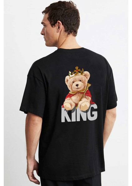 King Tedy Bear Siyah Ön Arka Oversize Tshirt fiyatları