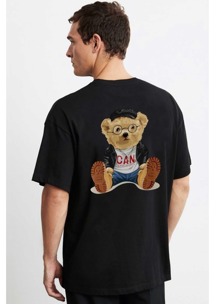 Yes U Can Tedy Bear Siyah Ön Arka Oversize Tshirt fiyatları