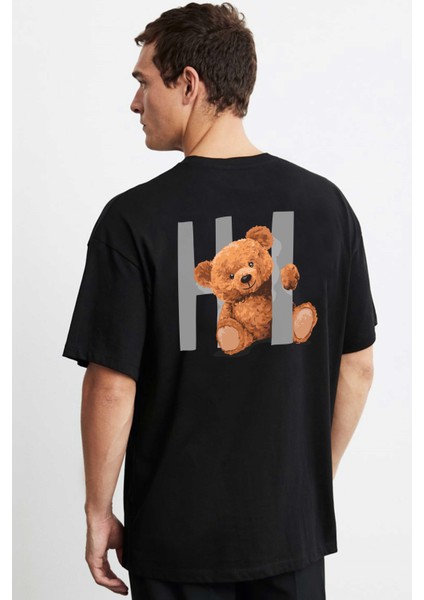 Hi Tedy Bear Siyah Ön Arka Oversize Tshirt fiyatları
