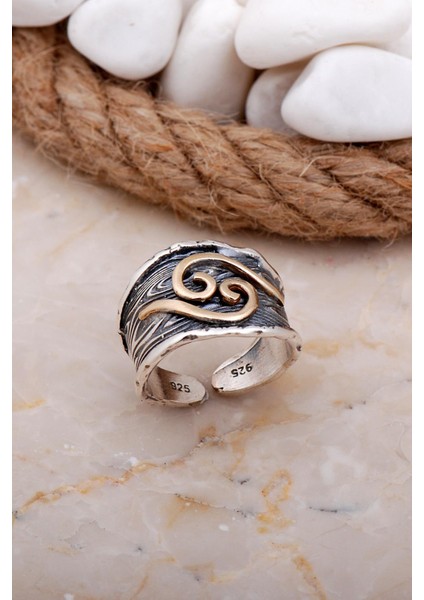 Çekiç Dövme Tasarım Elişi Gümüş Yüzük 3639