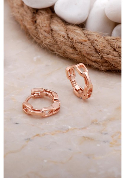 Gurmet 15 mm Rose Gümüş Halka Küpe 5809