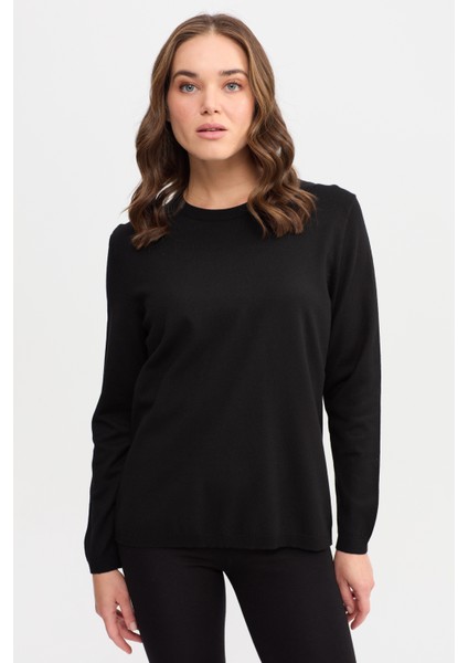 Kadın Basic Sıfır Yaka Kazak Siyah fiyatları