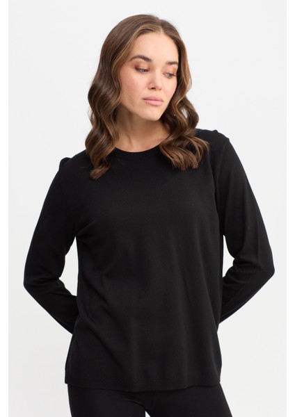Kadın Basic Sıfır Yaka Kazak Siyah fırsatları