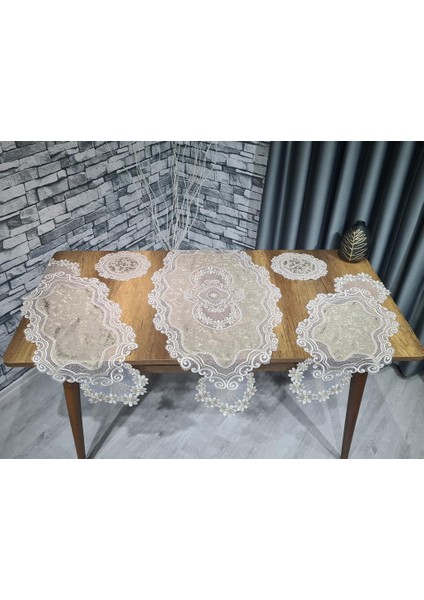 Aryen Kadife Kordone 5 Parça Salon Takımı Cappucino