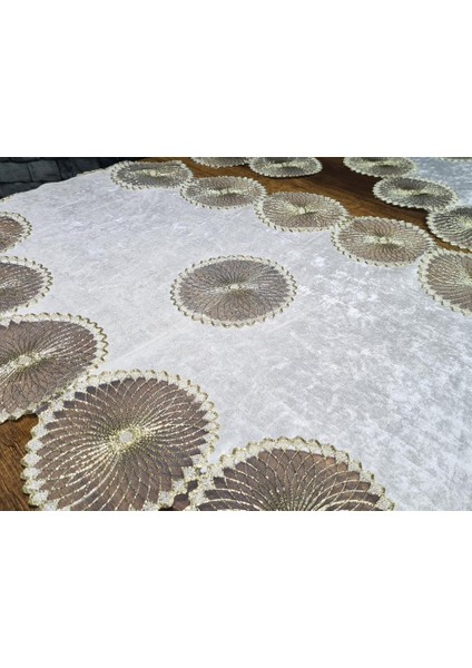 Güneş Kadife 5 Parça Salon Takımı Krem Gold fırsatları