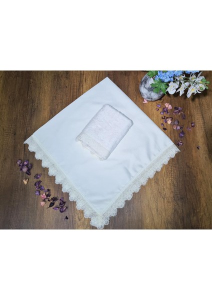 Fransız Güpürlü Işıltı Havlu Bohça 2li Set Krem fiyatları