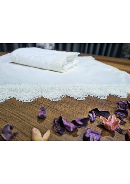 Fransız Güpürlü Işıltı Havlu Bohça 2li Set Krem fırsatları