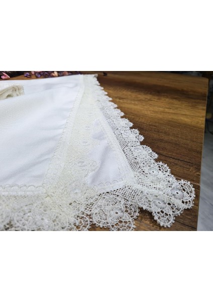 Fransız Güpürlü Işıltı Havlu Bohça 2li Set Krem indirimleri