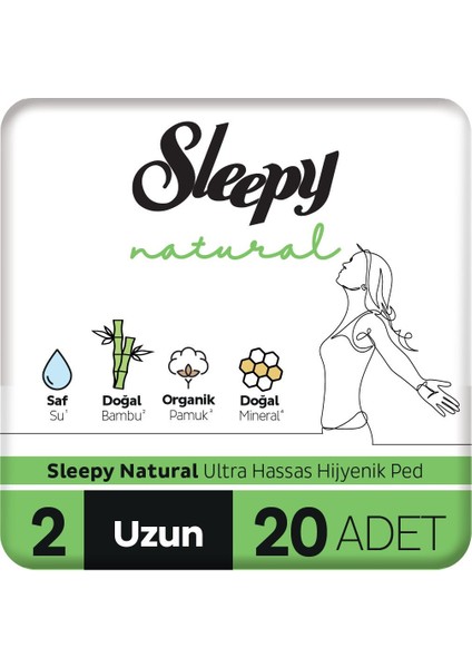 Natural Ultra Hassas Hijyenik Ped Uzun 20 Adet Ped