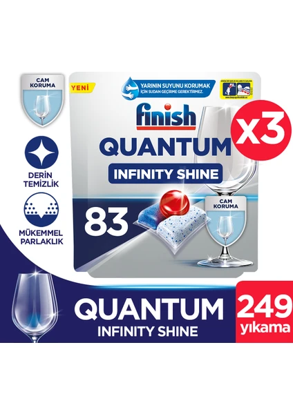 Quantum Infinity Shine 249 Kapsül Bulaşık Makinesi Deterjanı Tableti (83X3)