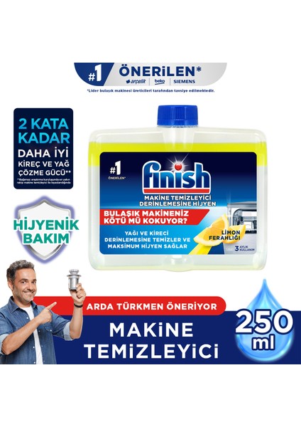 Bulaşık Makinesi Temizleyici Sıvı 250 ml + Finish Parlatıcı Limon 400 ml